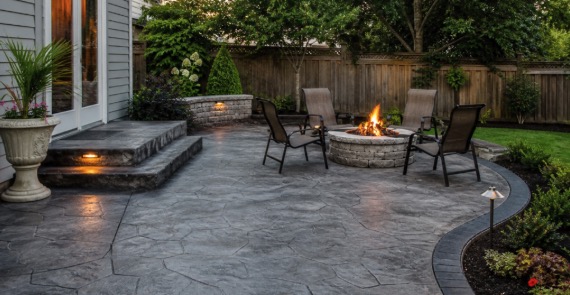 Outdoor concrete patio at a Virginia home