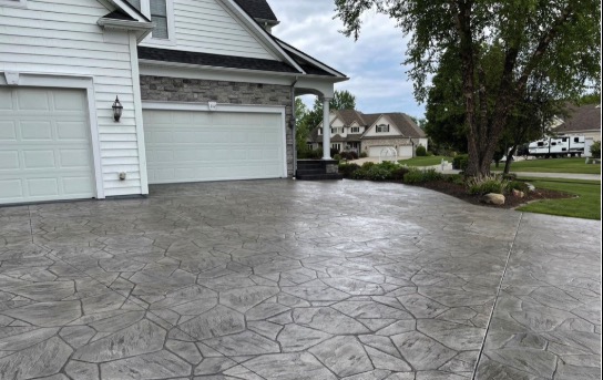 Decorative stamped concrete surface installed in Fredericksburg VA